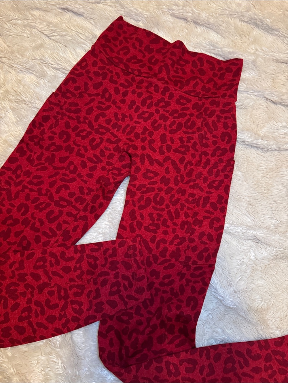 Bombshell Sportswear Red Leopard High-Waist Leggings- Size Small